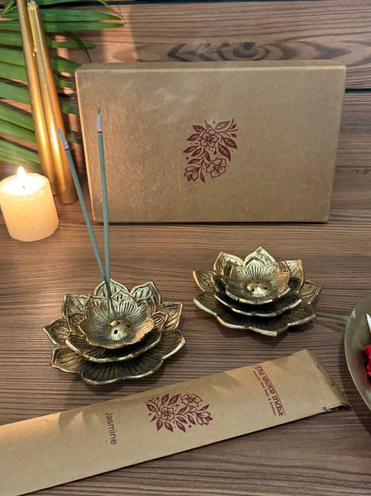 Metal Flower Incense Stand Set Of 2