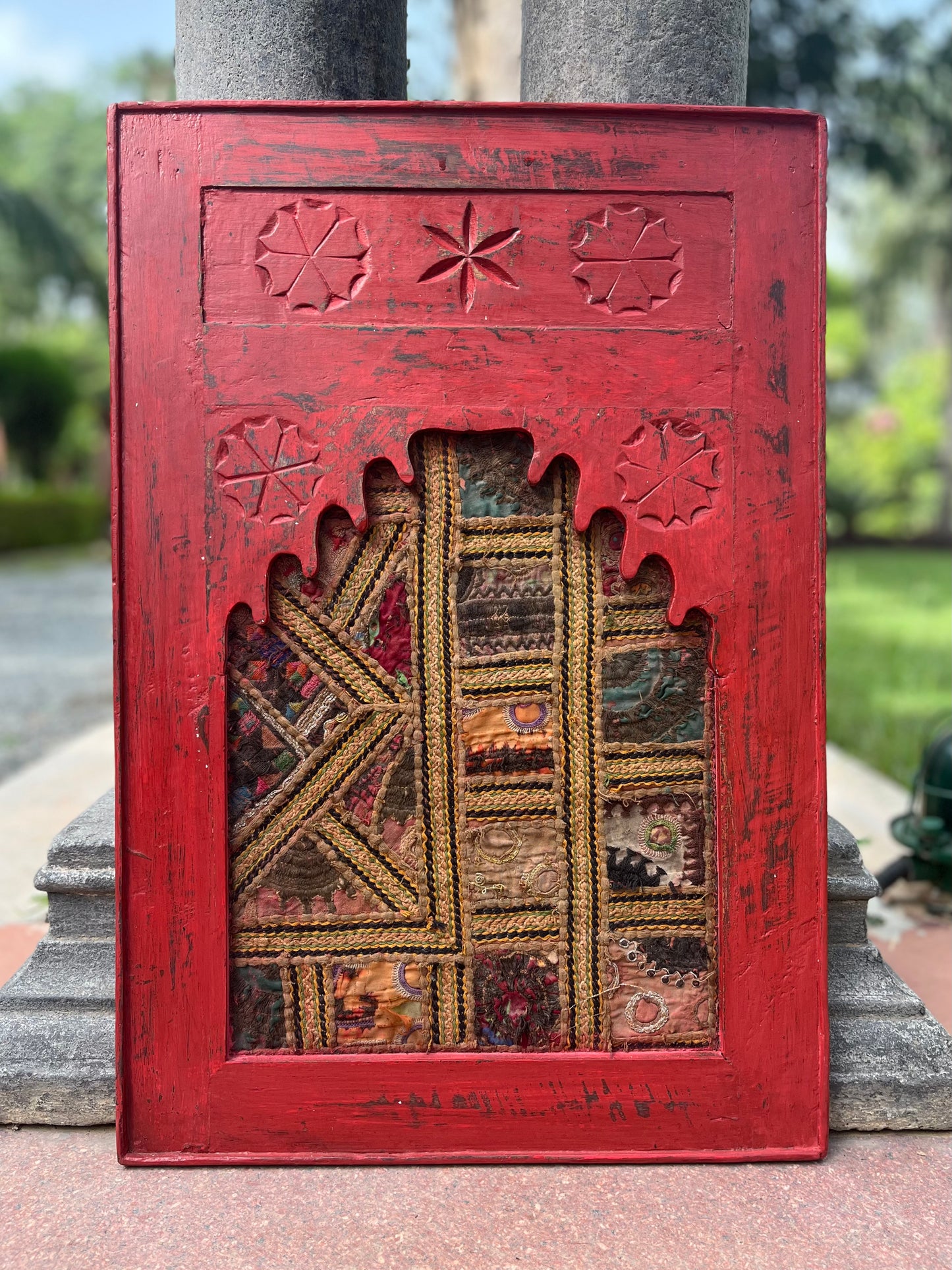 Old Wooden Frame with Gujarati Patch Work