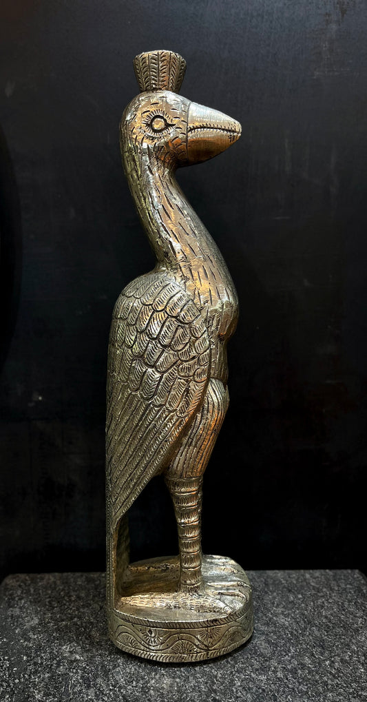 Wooden Vintage German Silver Metal Peacock