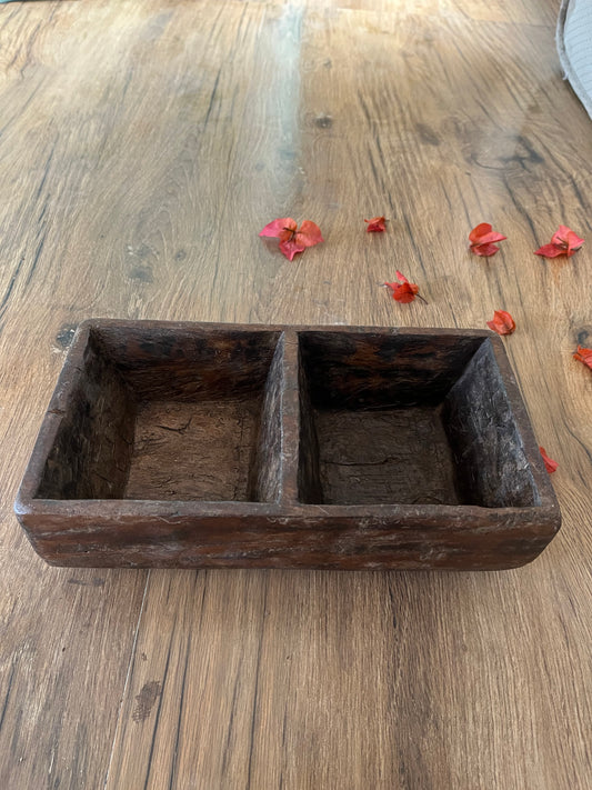 Wooden vintage Double Bowl