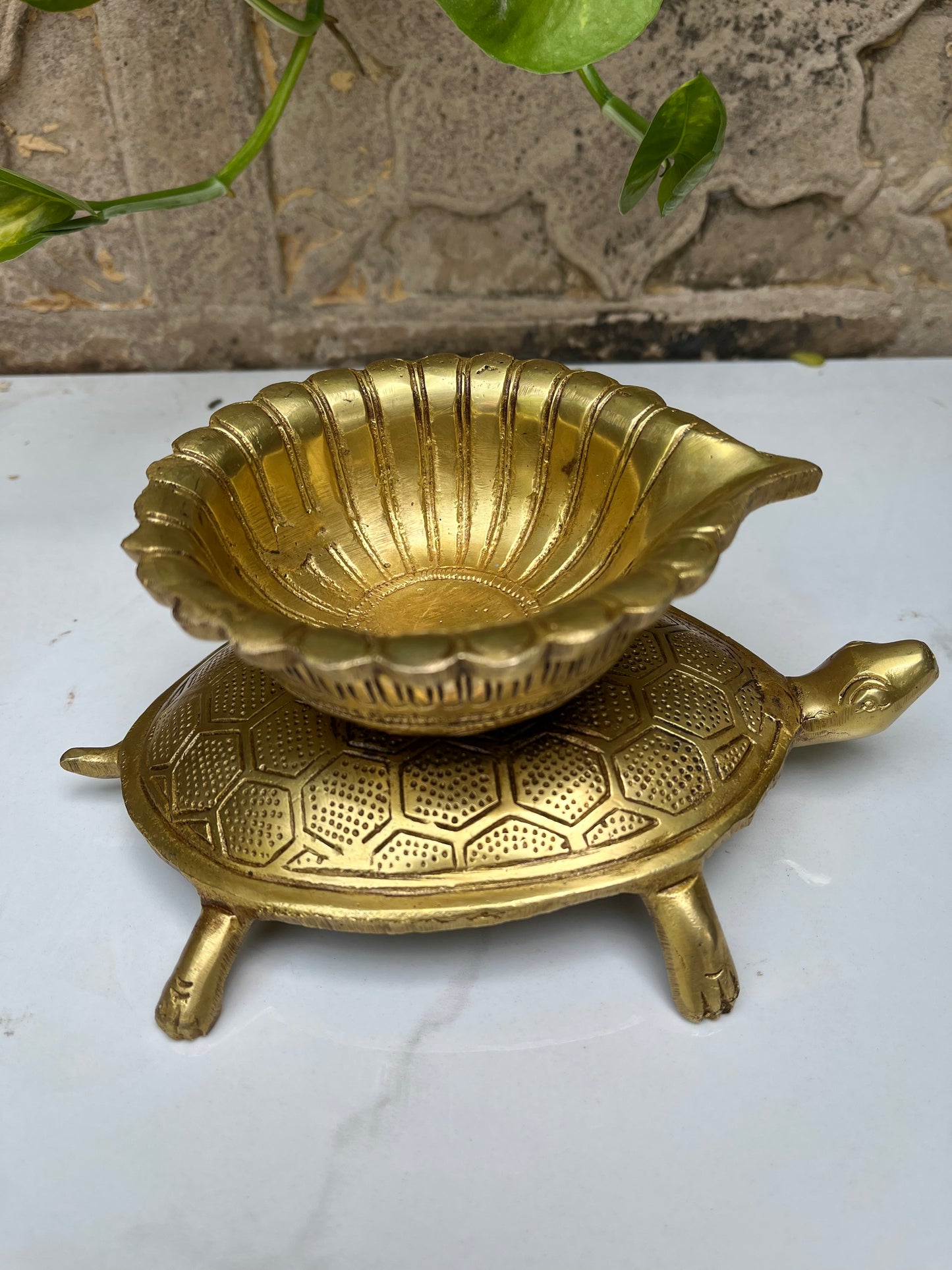 Brass Gold Tortoise Diya Deepam