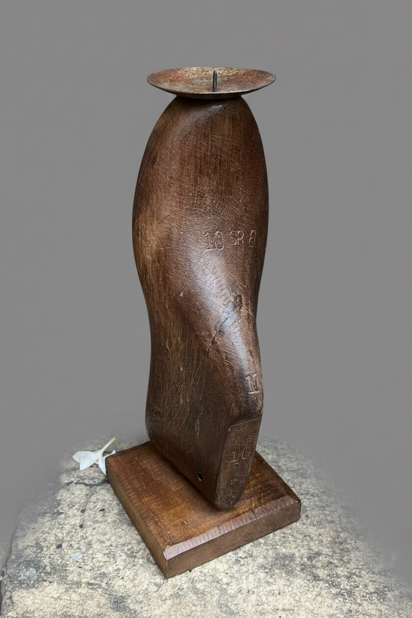 Wood Shoe Candle Holder
