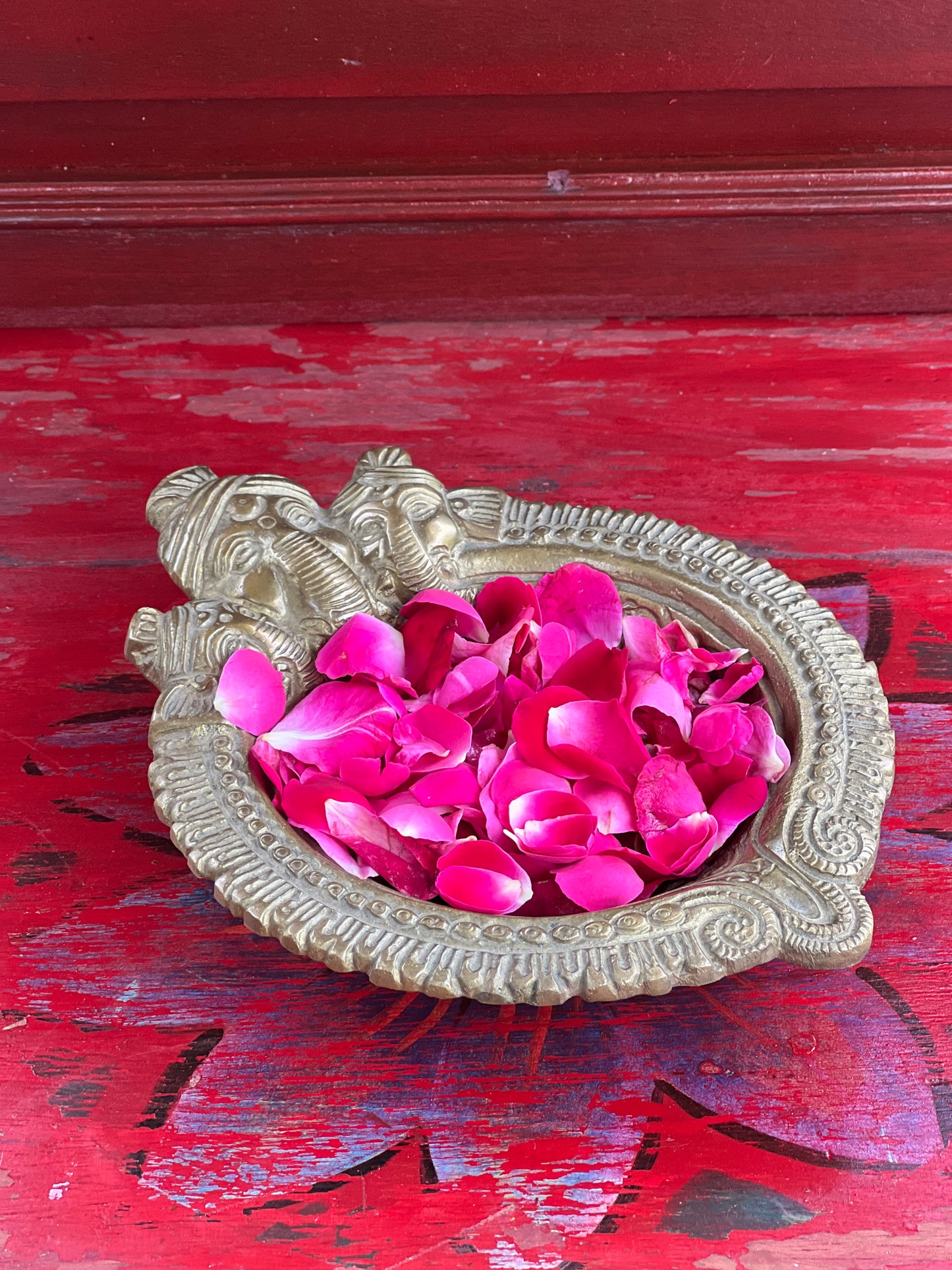Brass Divine Tortoise Carved Diya