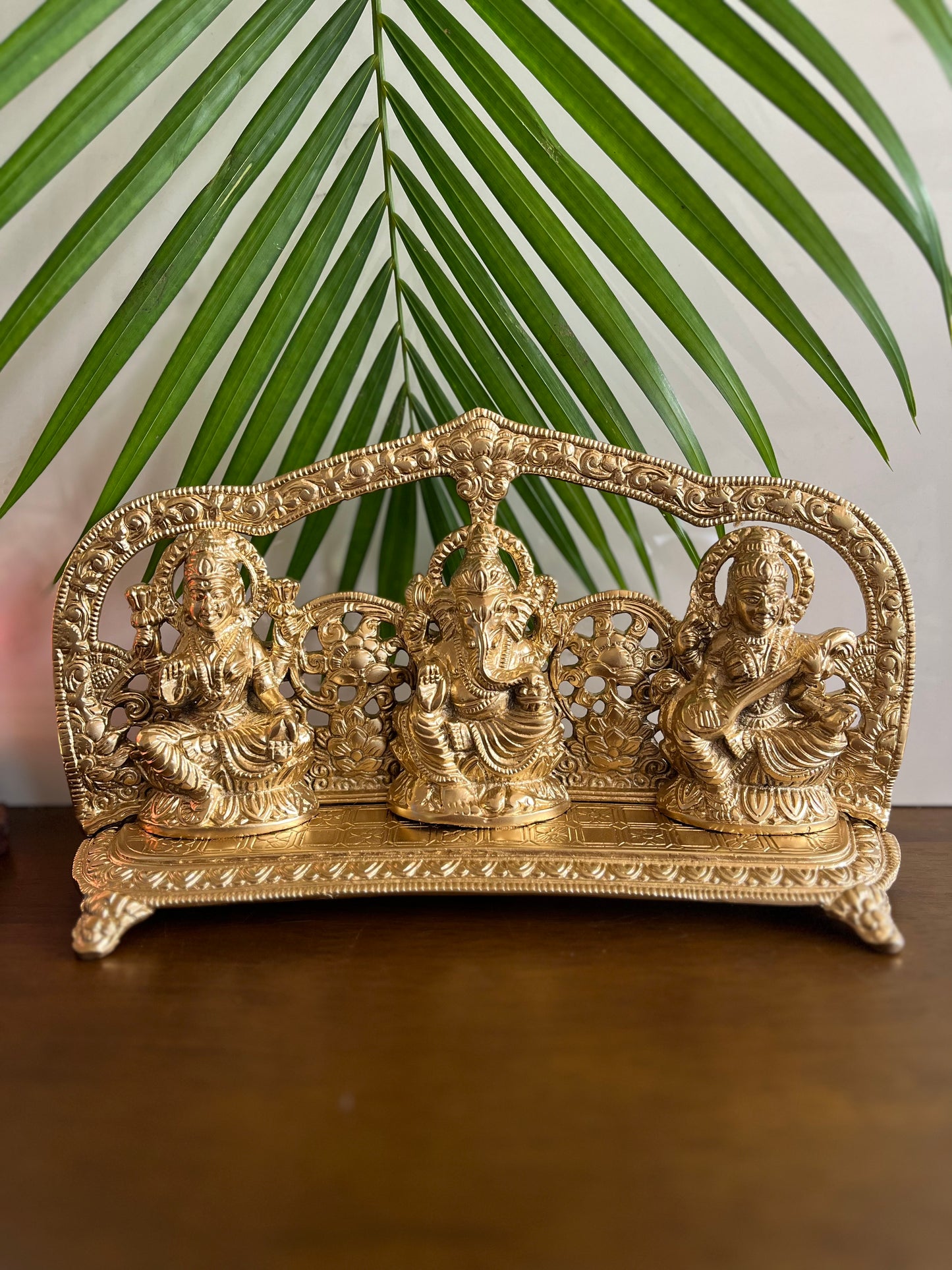 Metal Gold Ganesh Laxmi & Saraswati Set