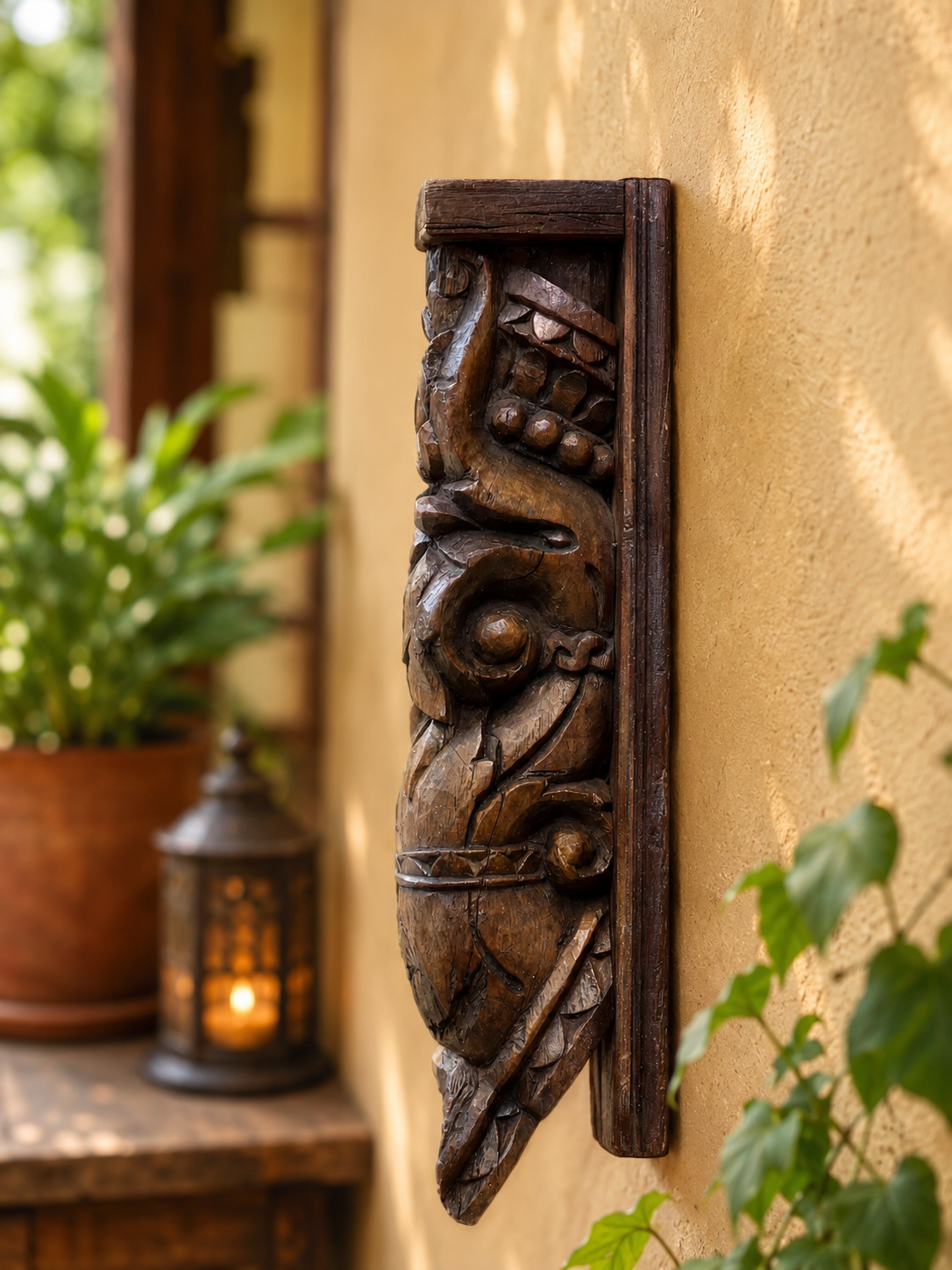 Wooden Hand-Carved Wall Bracket