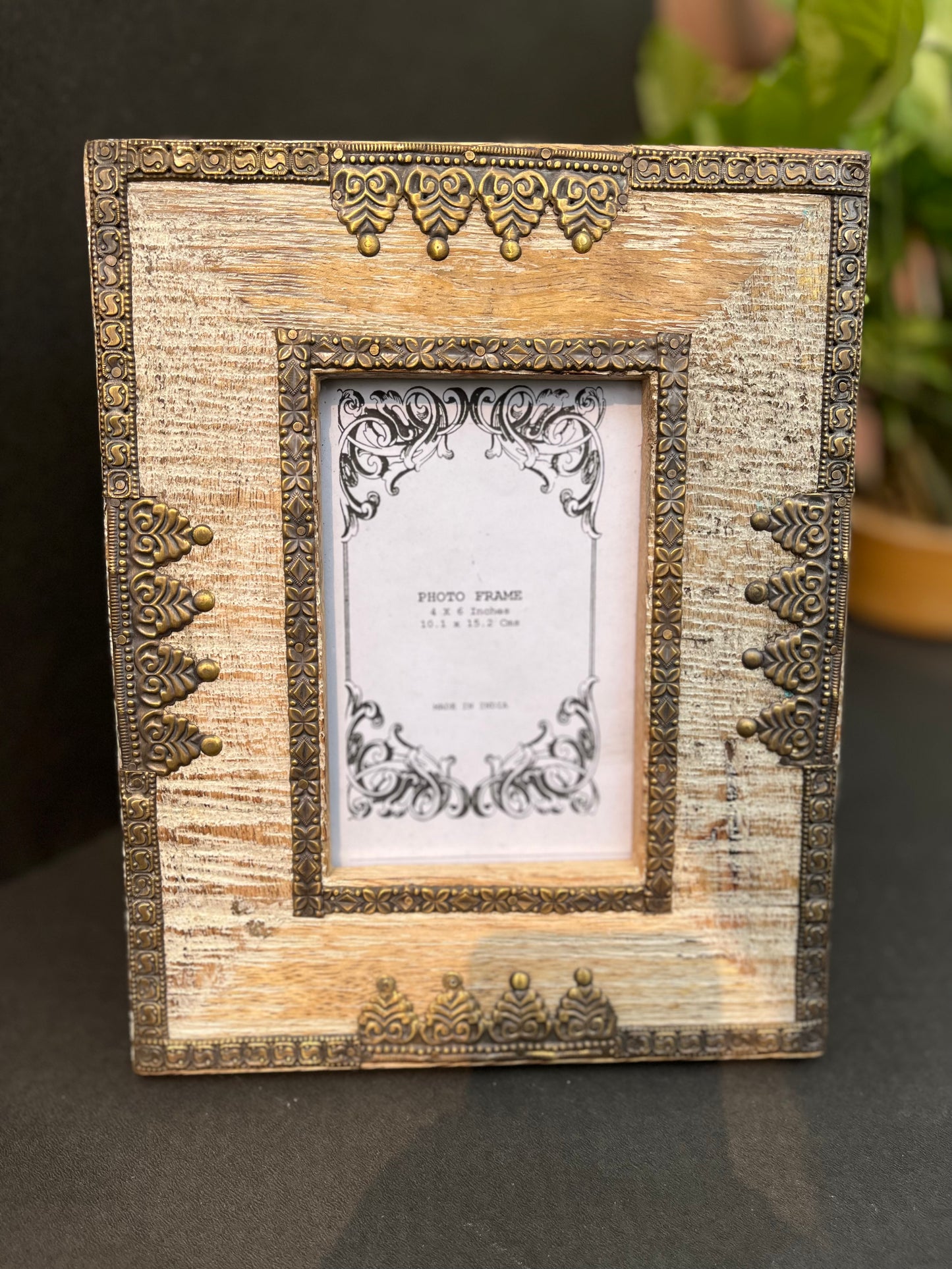 Wooden Photo Frame Brass Work