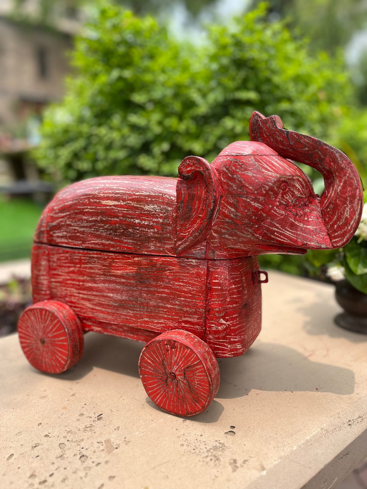 Wooden Elephant on Wheels