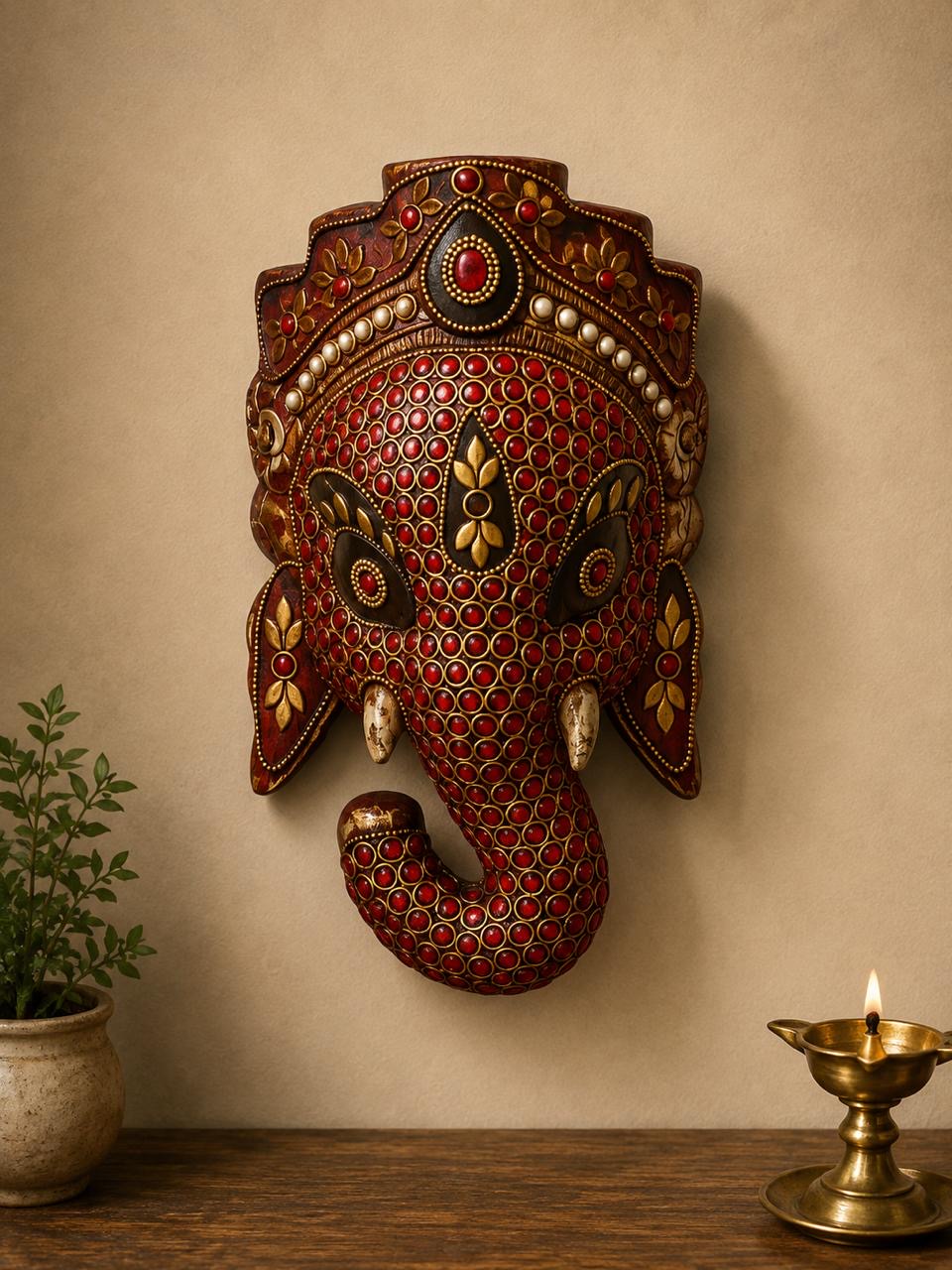 Divine Aluminium Ganesha Mask ￼