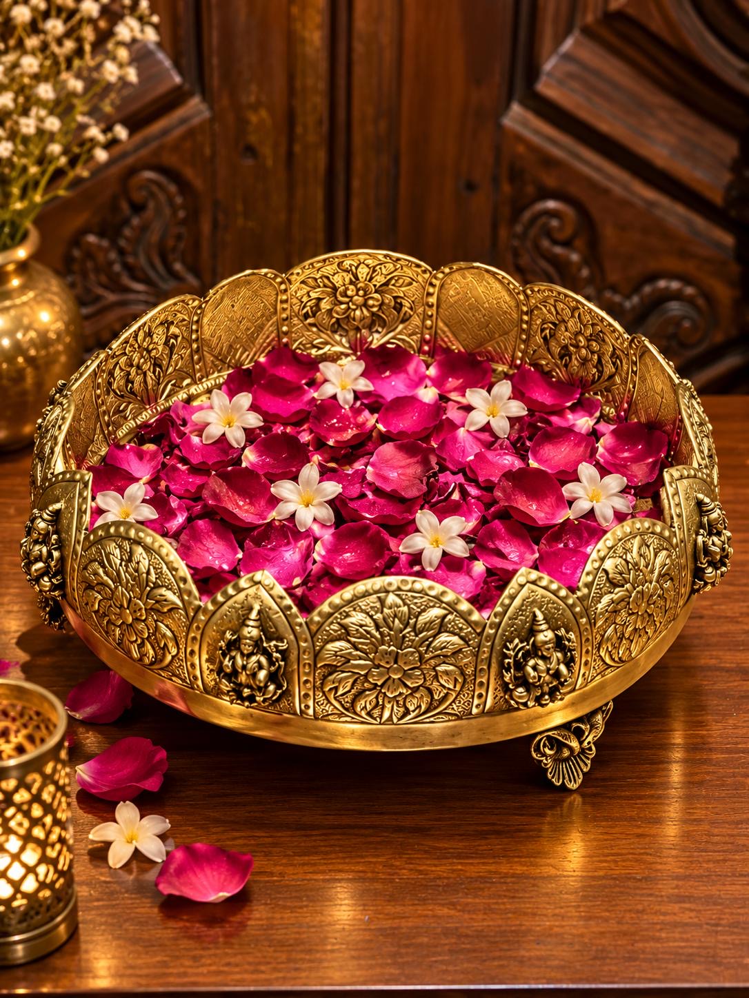 Brass Sheet Asth Laxmi Urli Planter