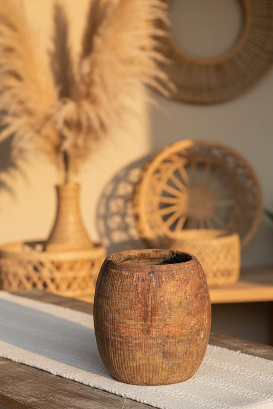 Round Rustic Flower Pot