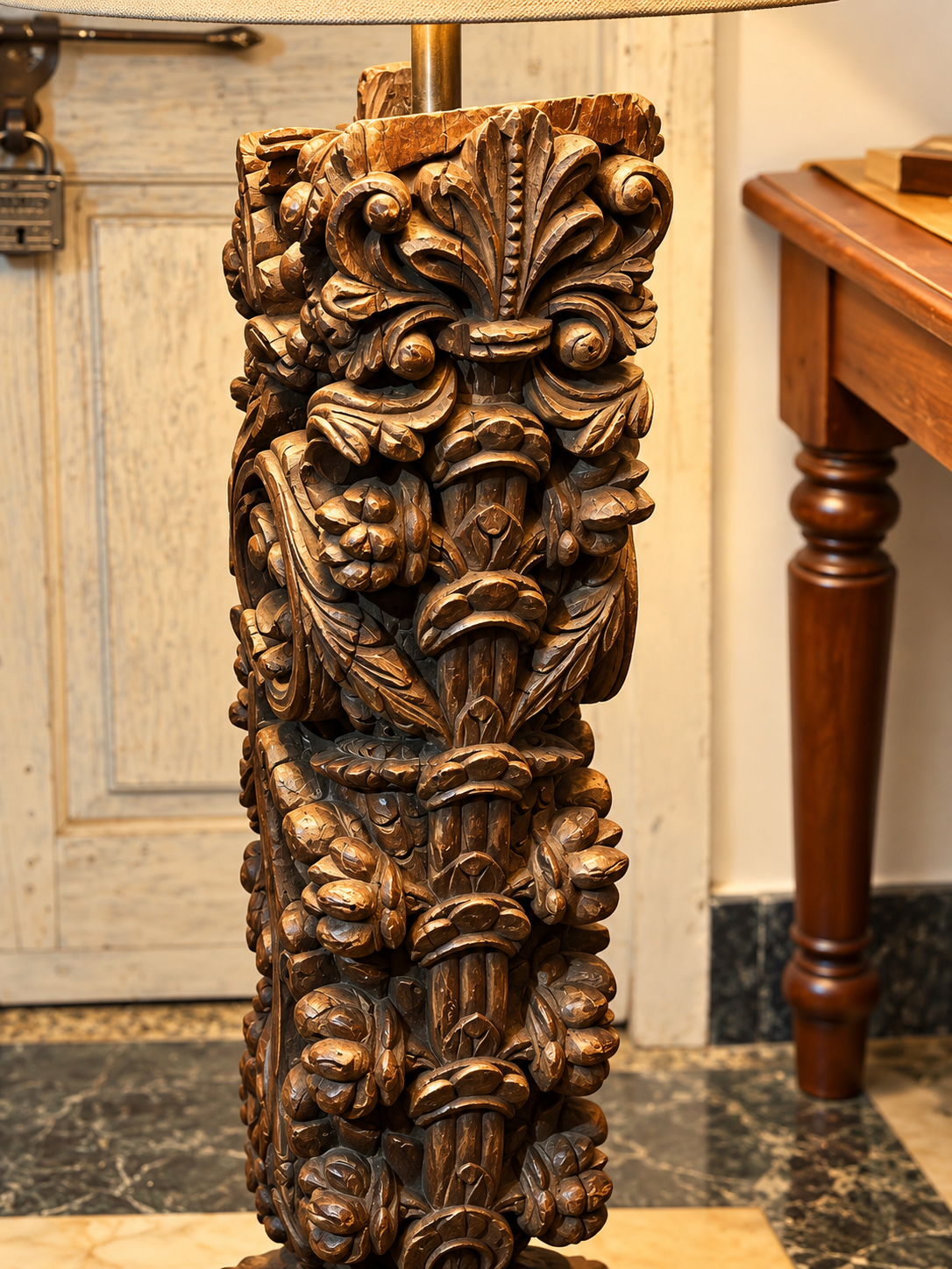 Vintage Carved Bracket Lamp