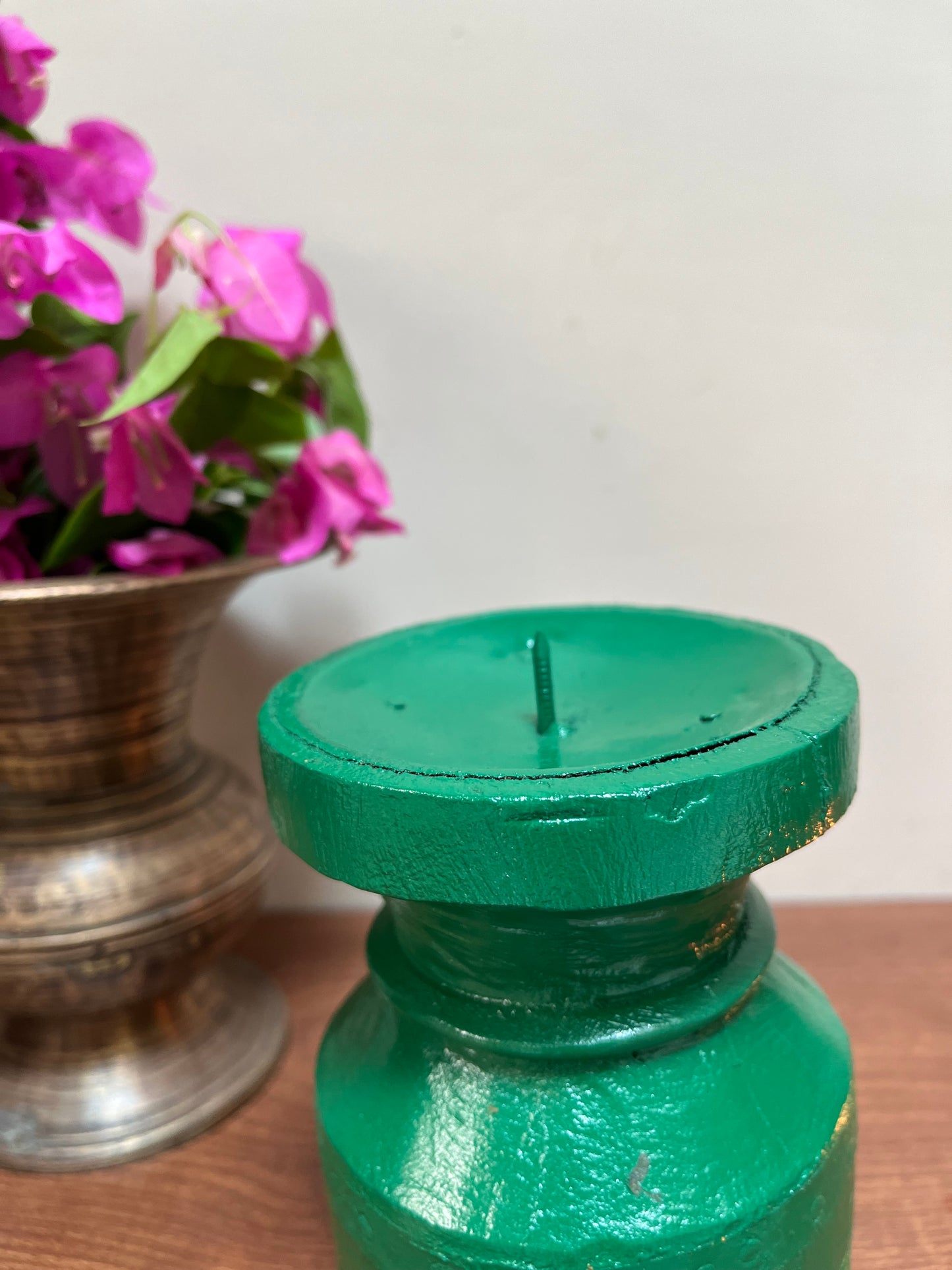 Wooden Green Candle holder