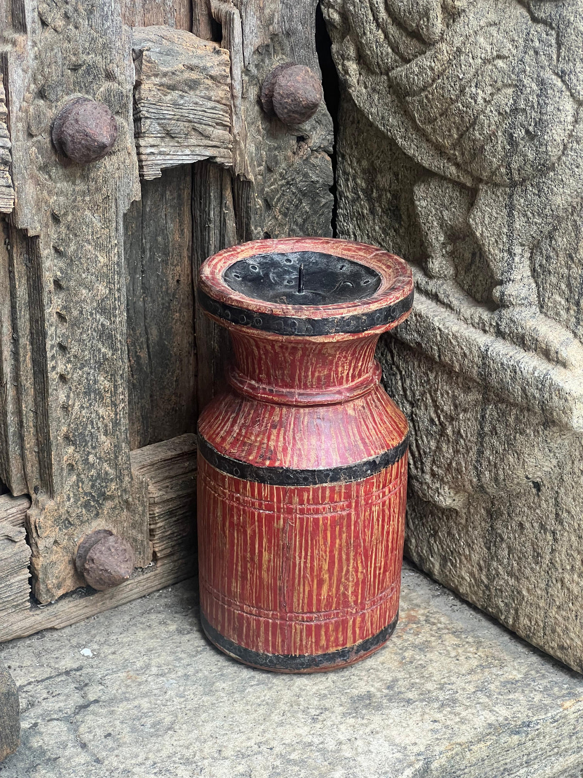Wood Pot Candle Stand￼