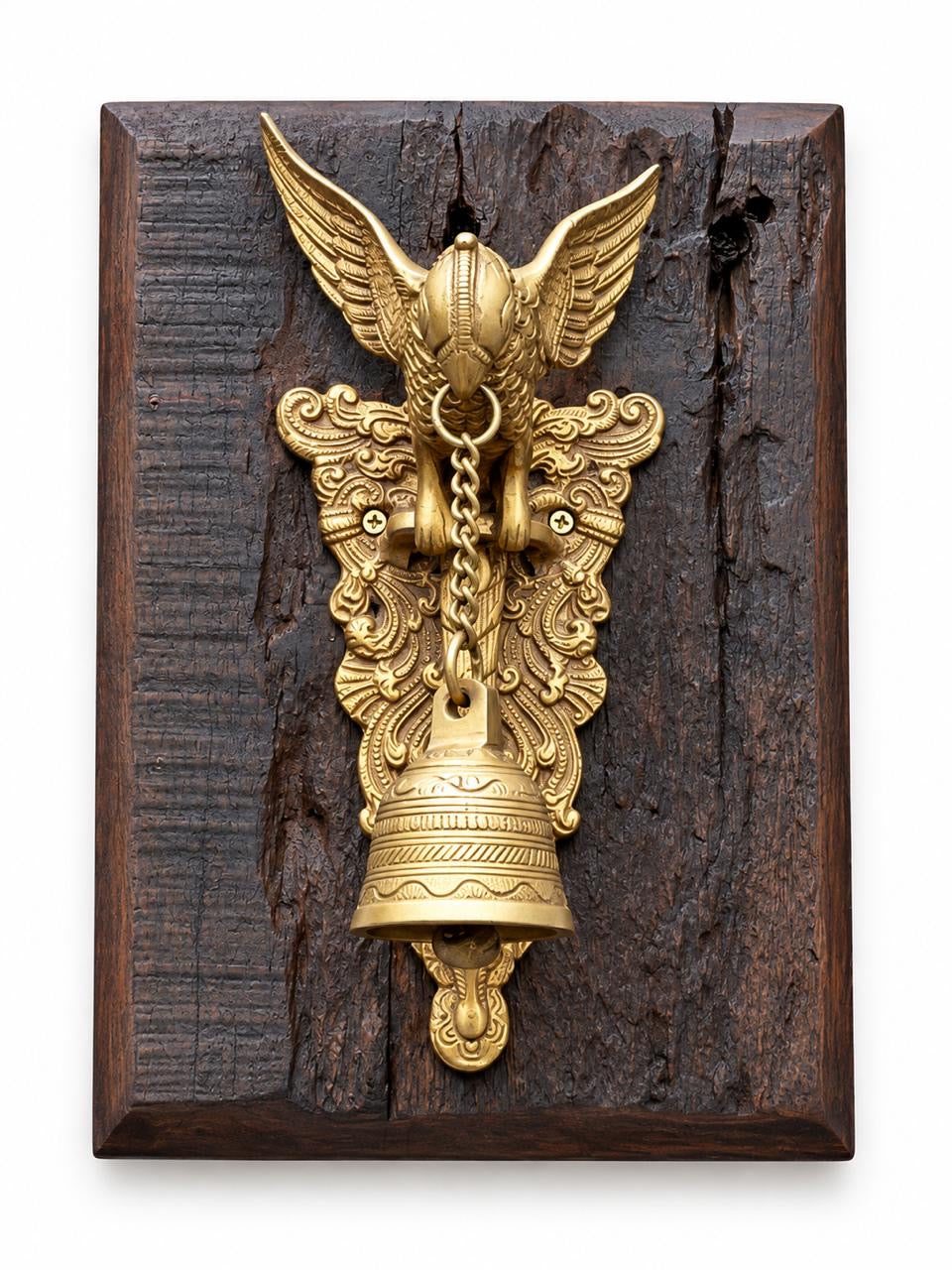 Wood Brass Parrot Bell ￼