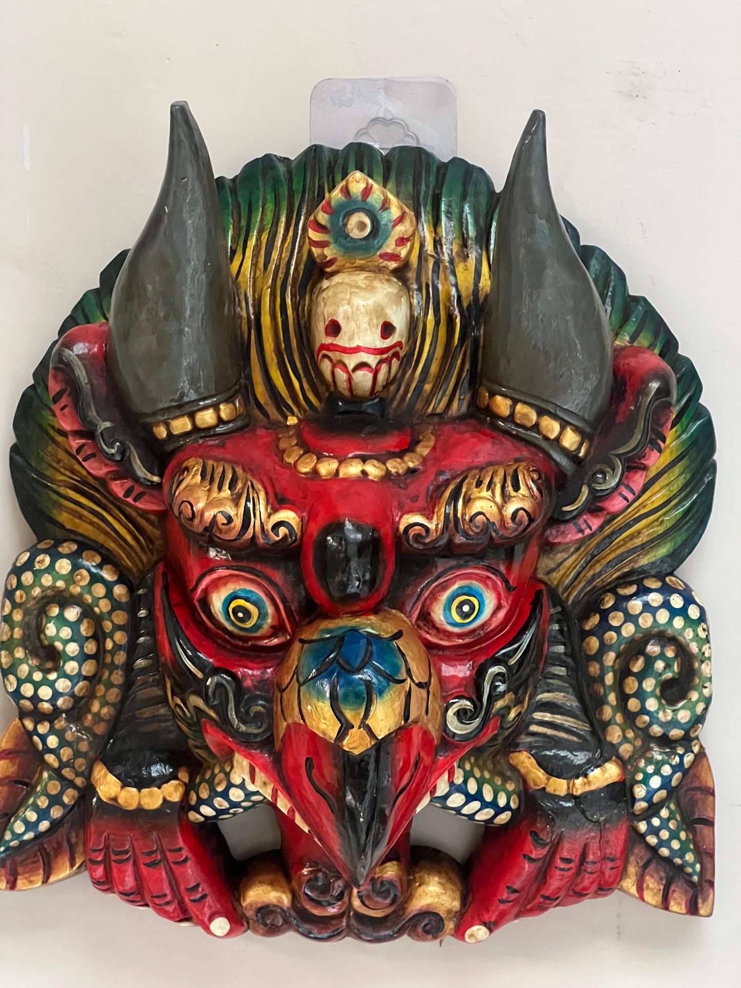 Wooden Printed Garud Mask￼