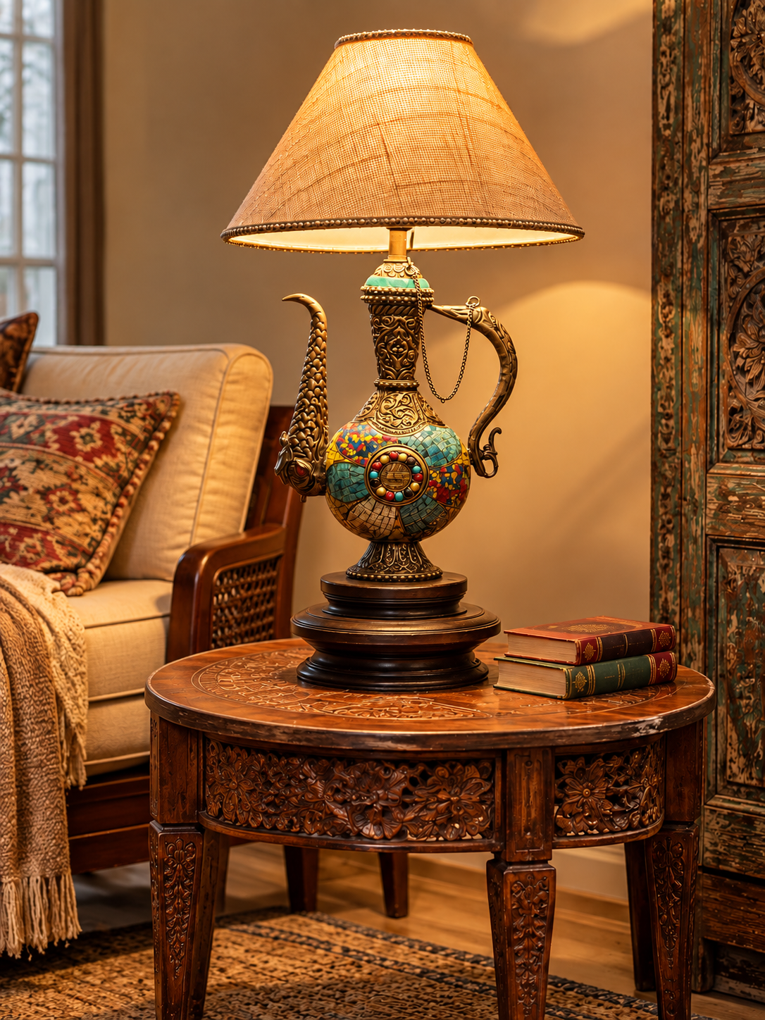 Old Wood Surahi Lamp