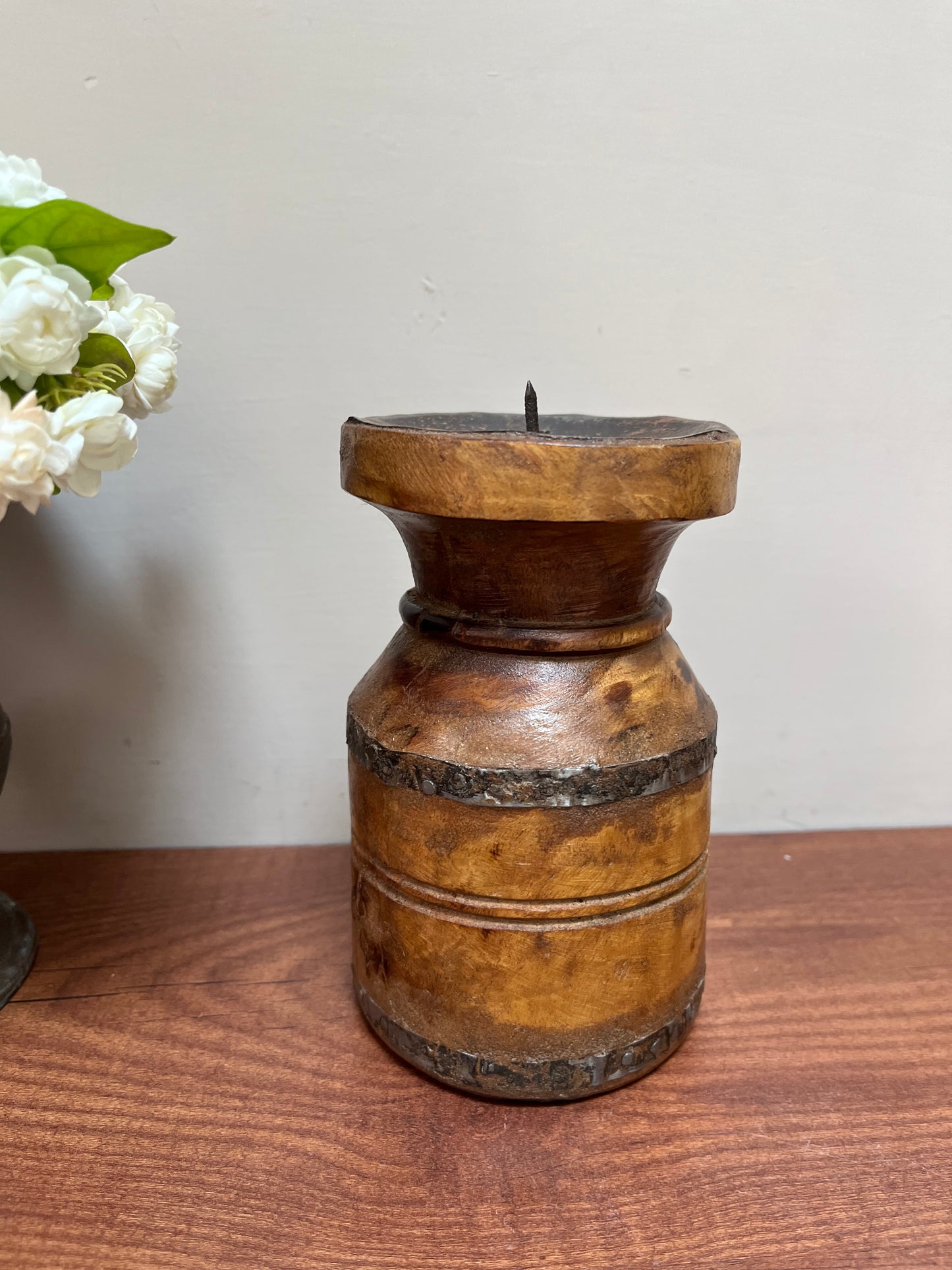 Wooden Pot  Candle Stand