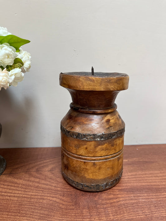 Wooden Pot  Candle Stand