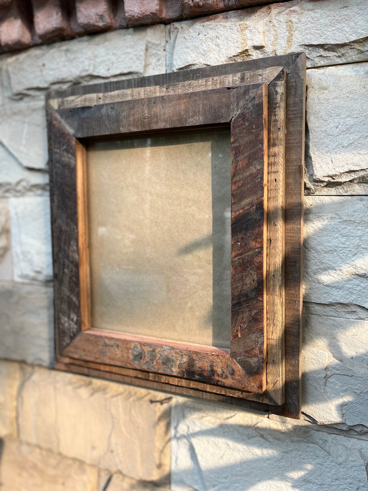 Wooden Distress Finish Old Glass Frame