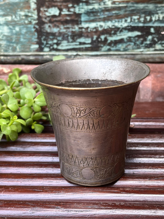 Old Brass Glass Pot