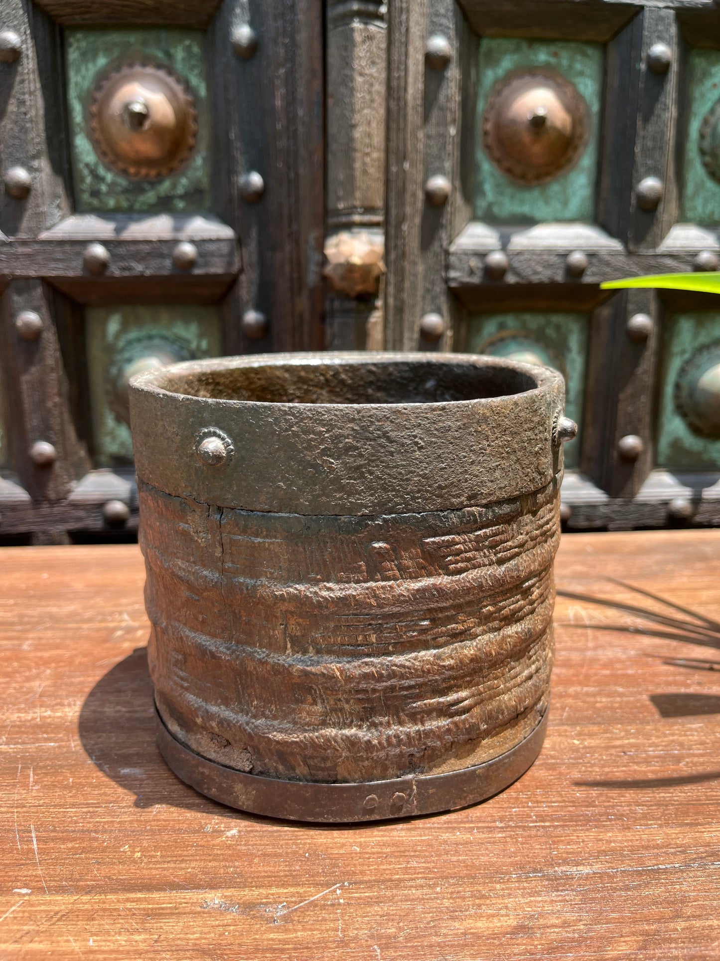 Vintage wooden Rice Measurment Planter