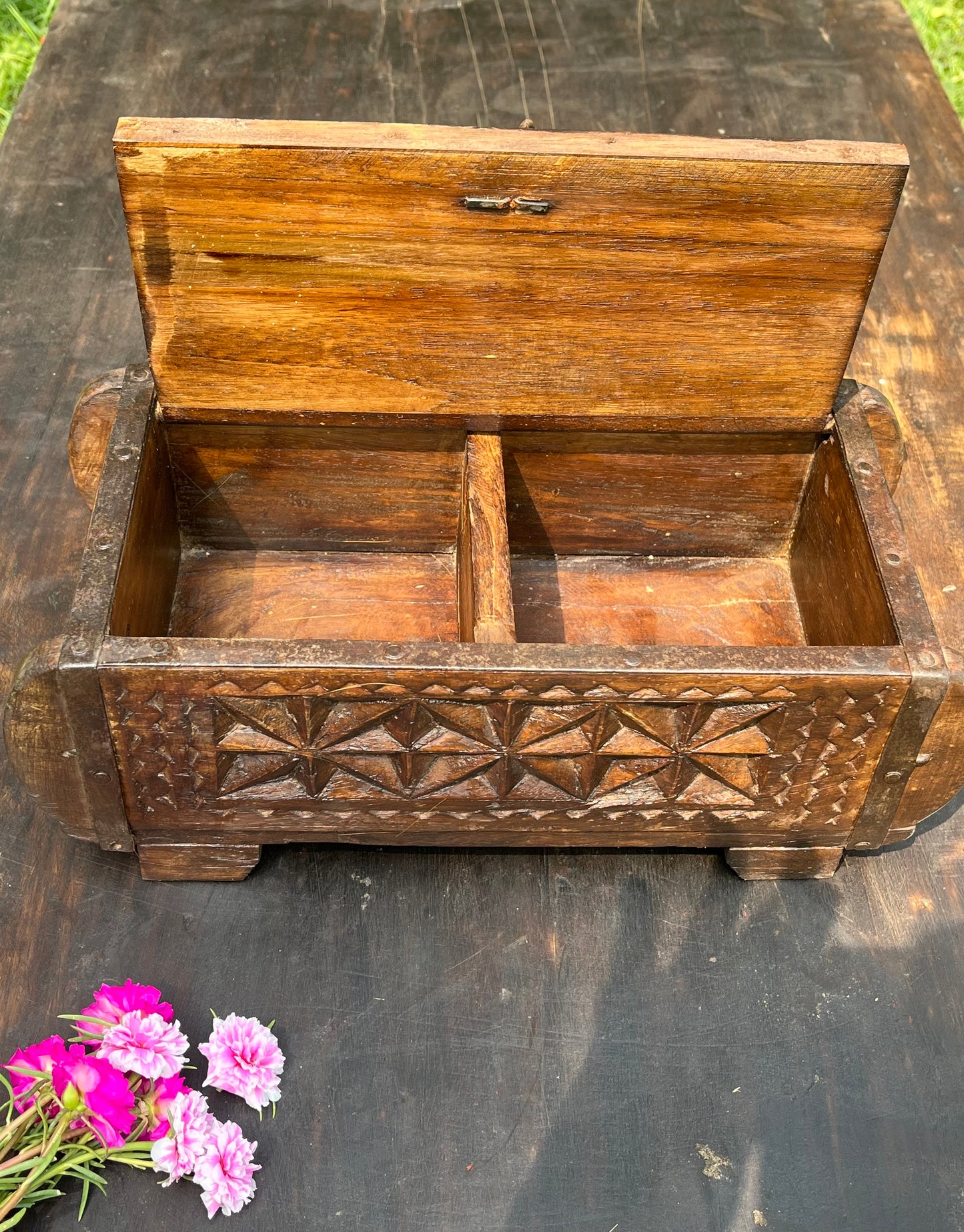 Home Decoration Carved Brass Flower Box