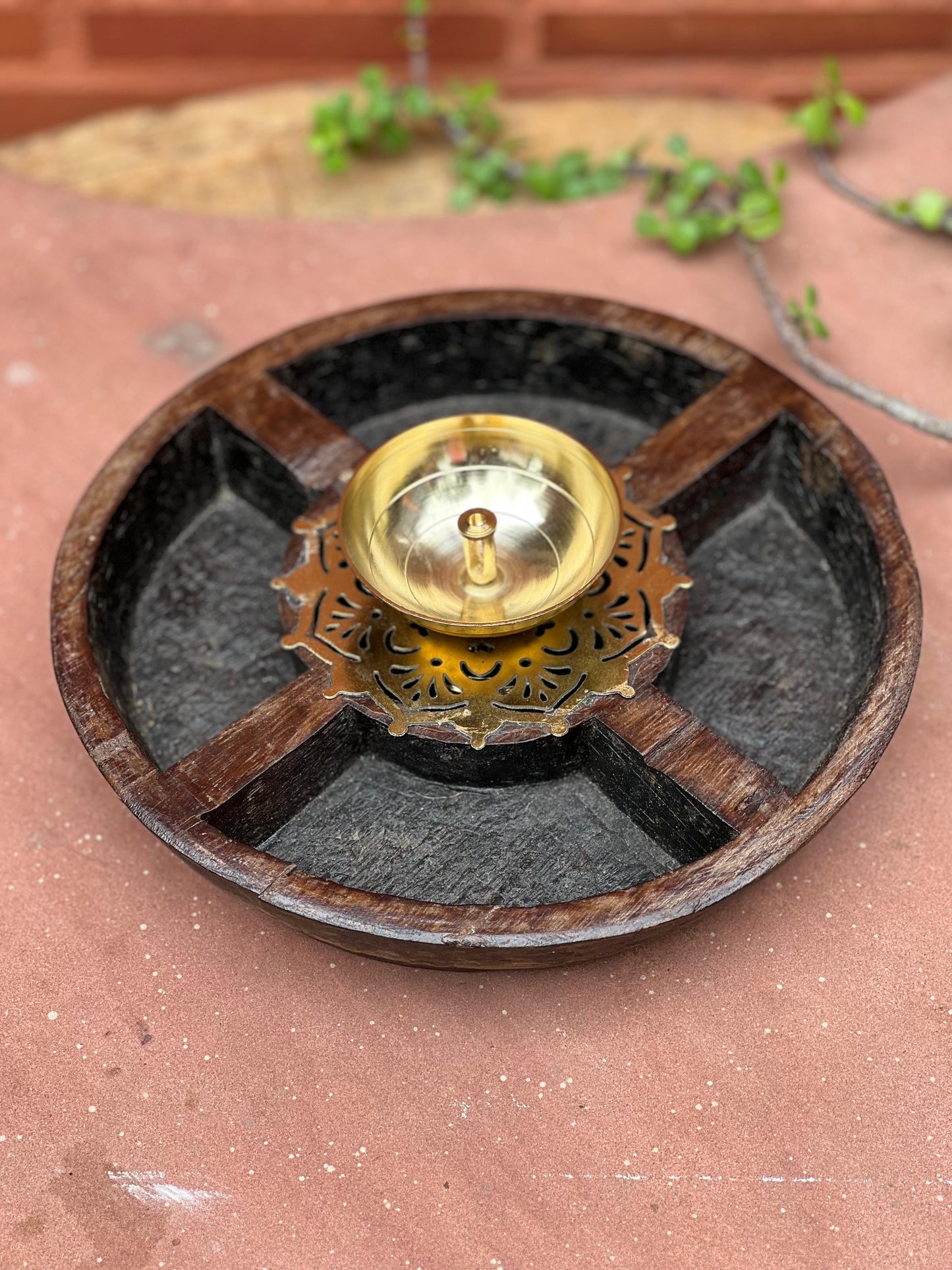 Old Spice Tray as Diya Stand