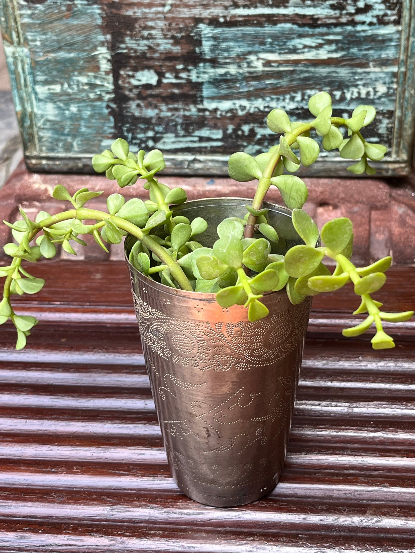 Brass old Glass Planter