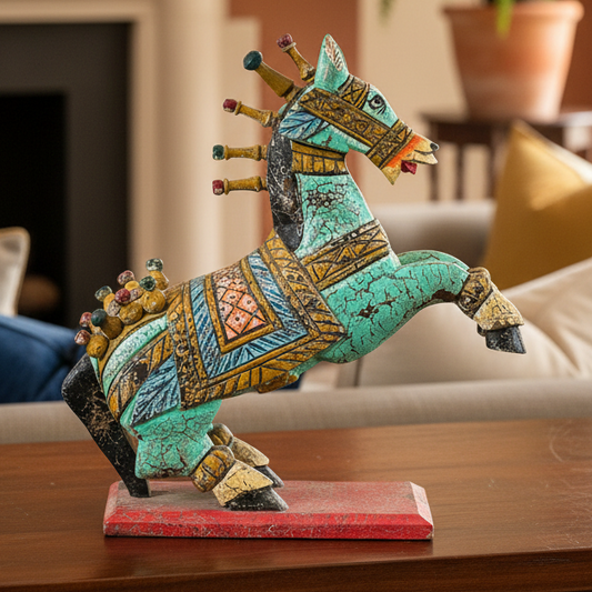 Hand Carved Jumping Horse