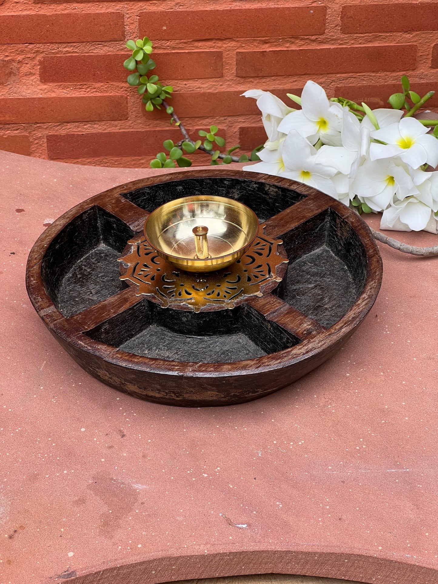 Old Spice Tray as Diya Stand