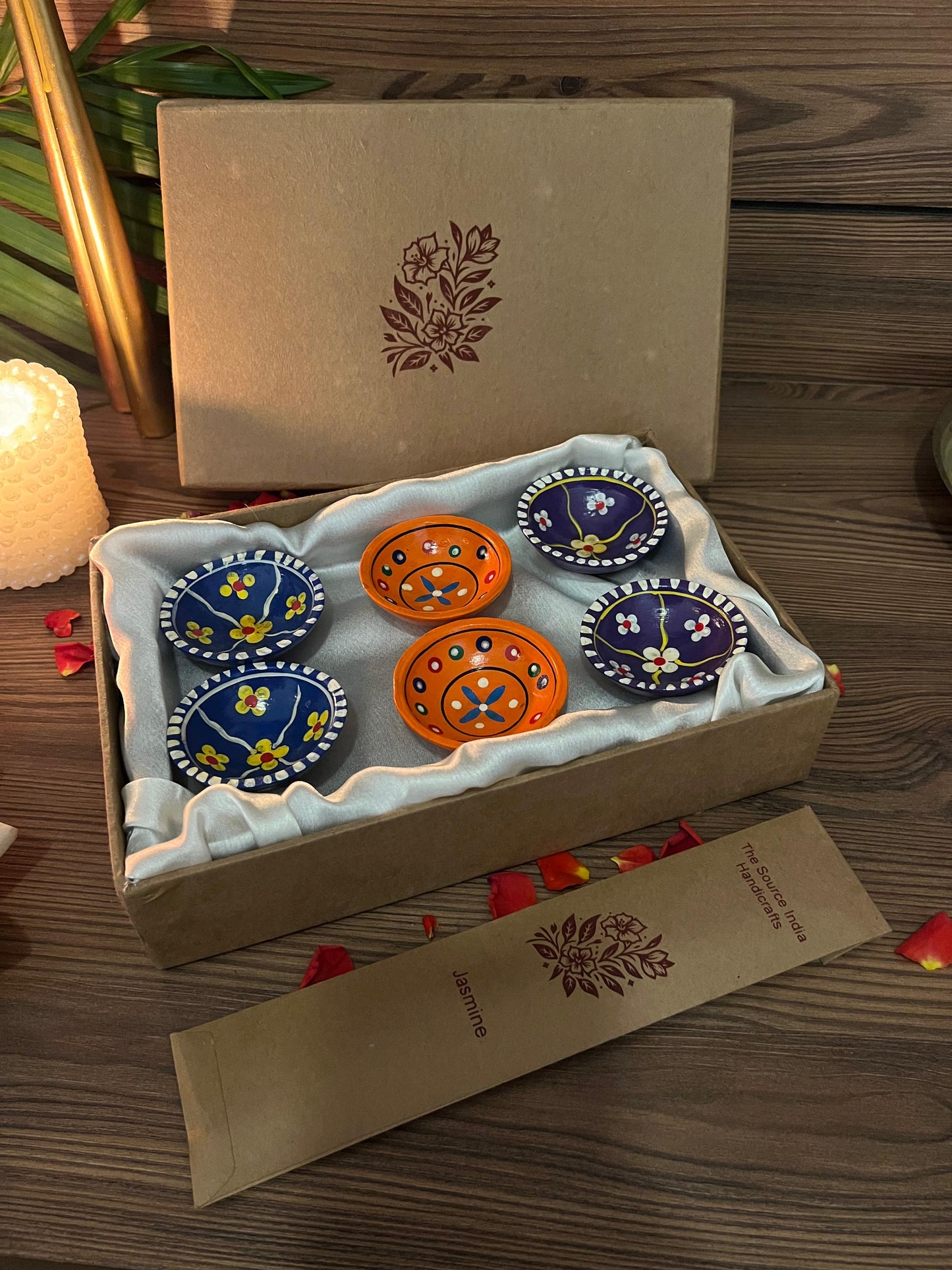 Clay Painted Diya set of Six