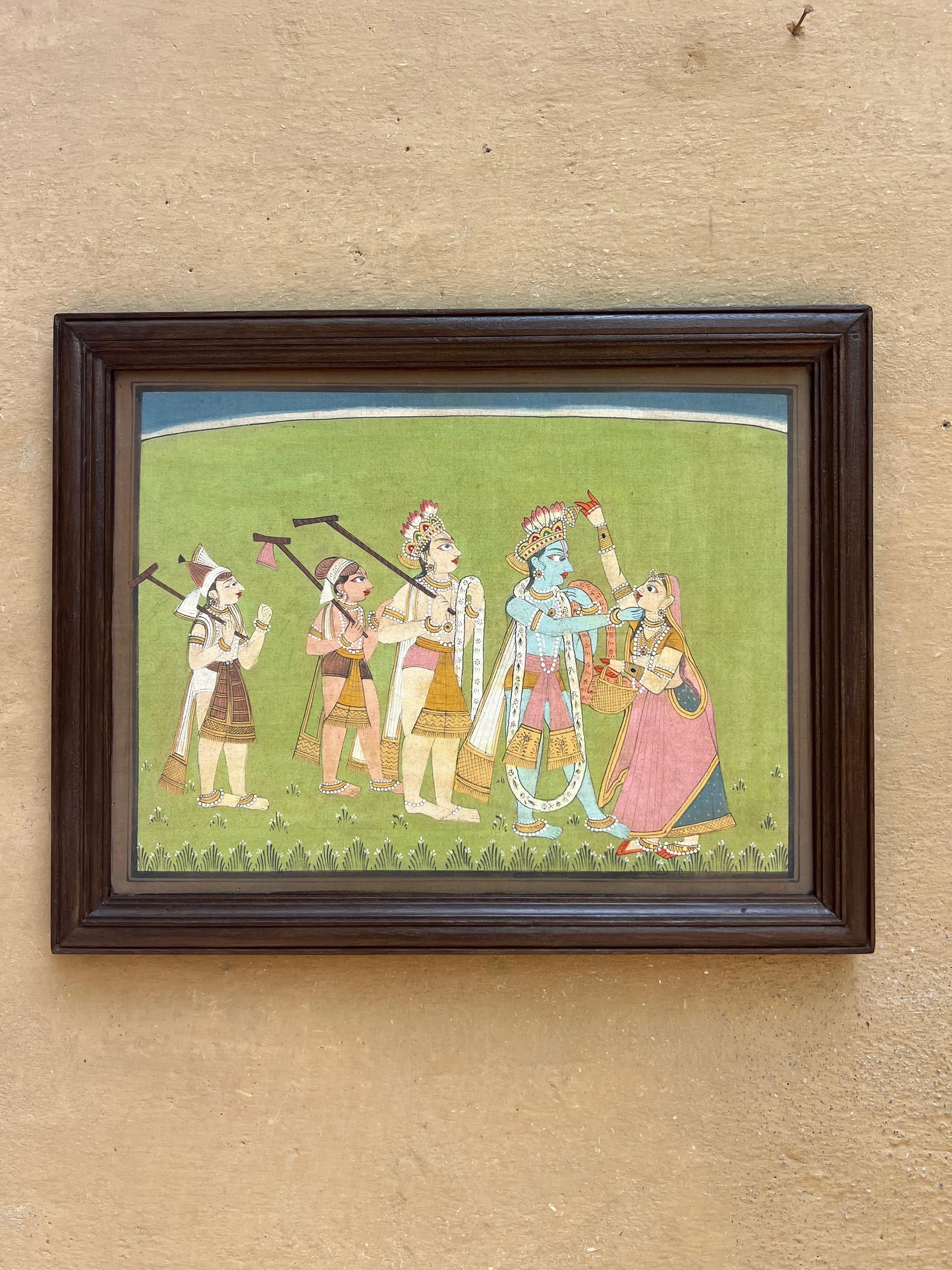 Wooden krishna Painting