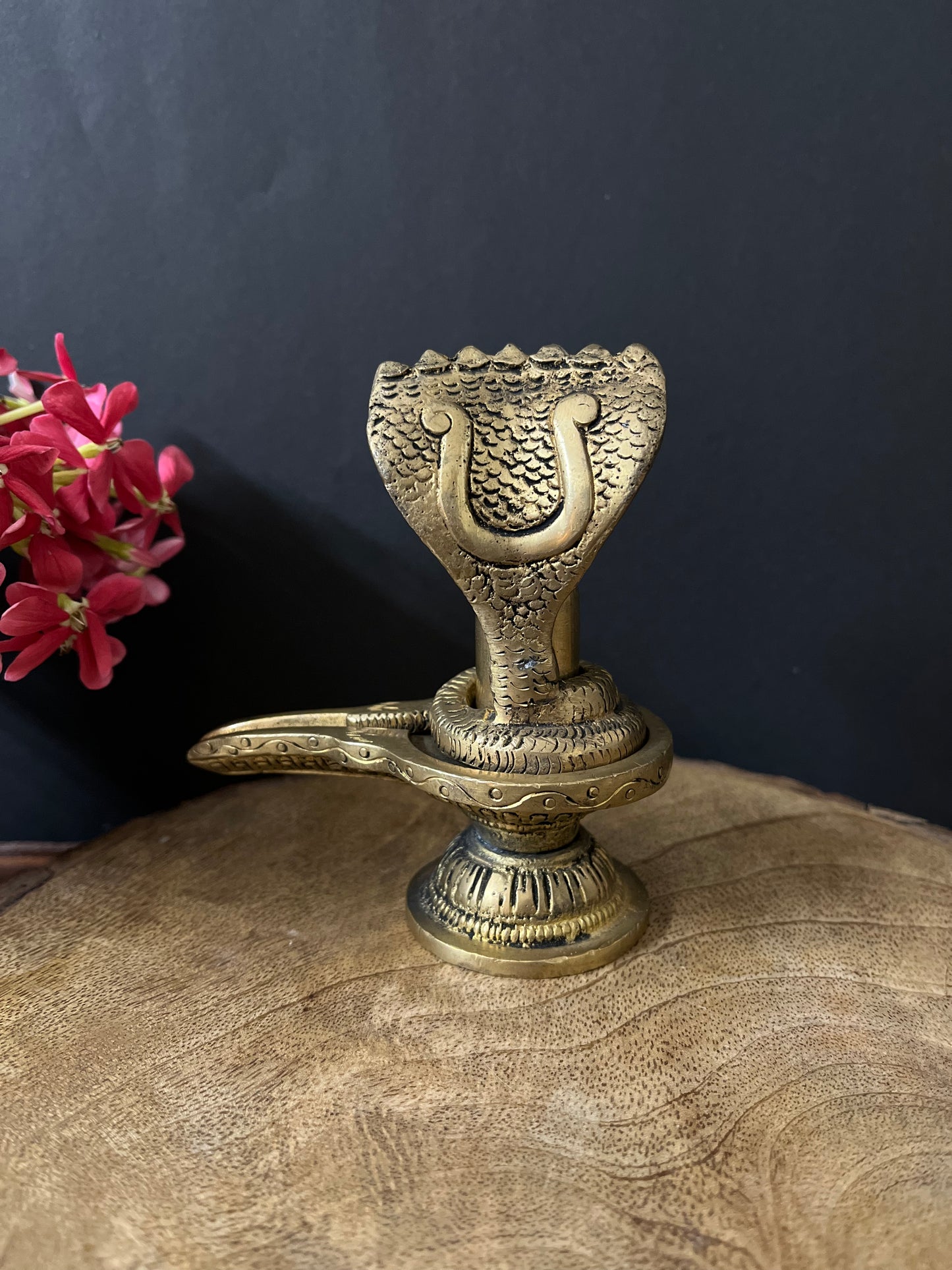 Brass Shivling With Sheshnaag