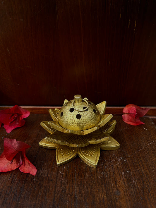 Brass Puja Lotus Dhoop Flower