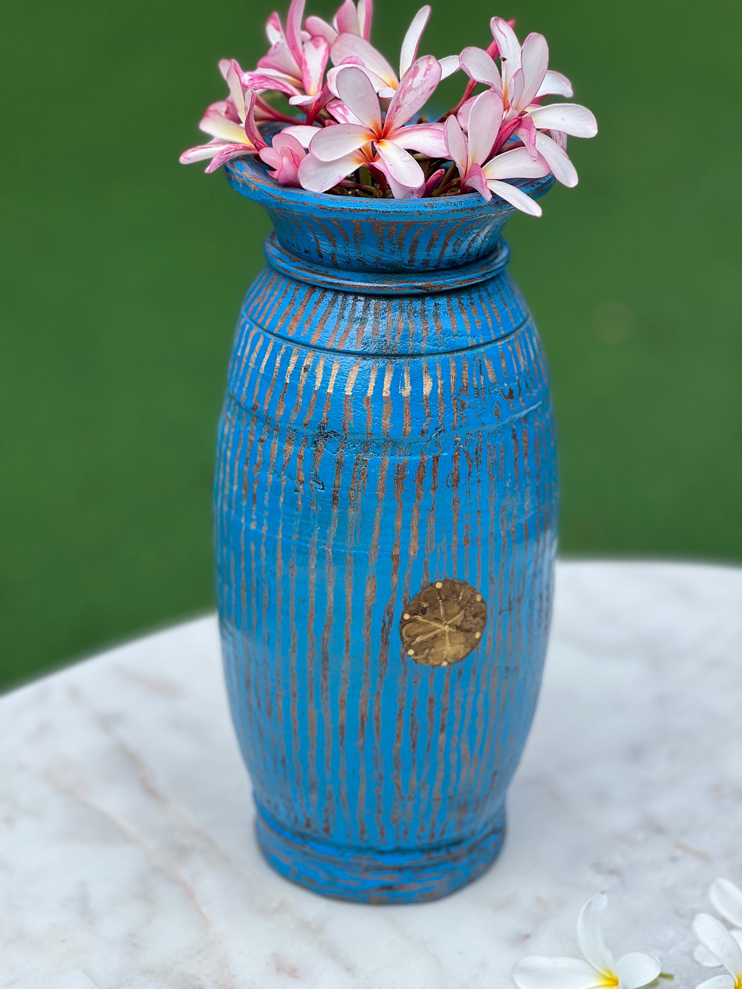 Wood Decorative Blue Pot