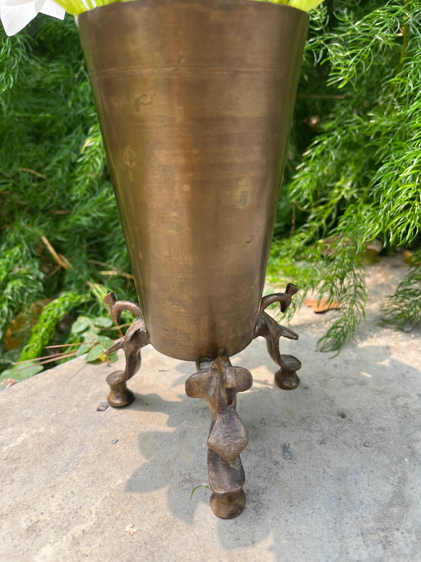 Vintage Brass Flower Pot Peacock stand