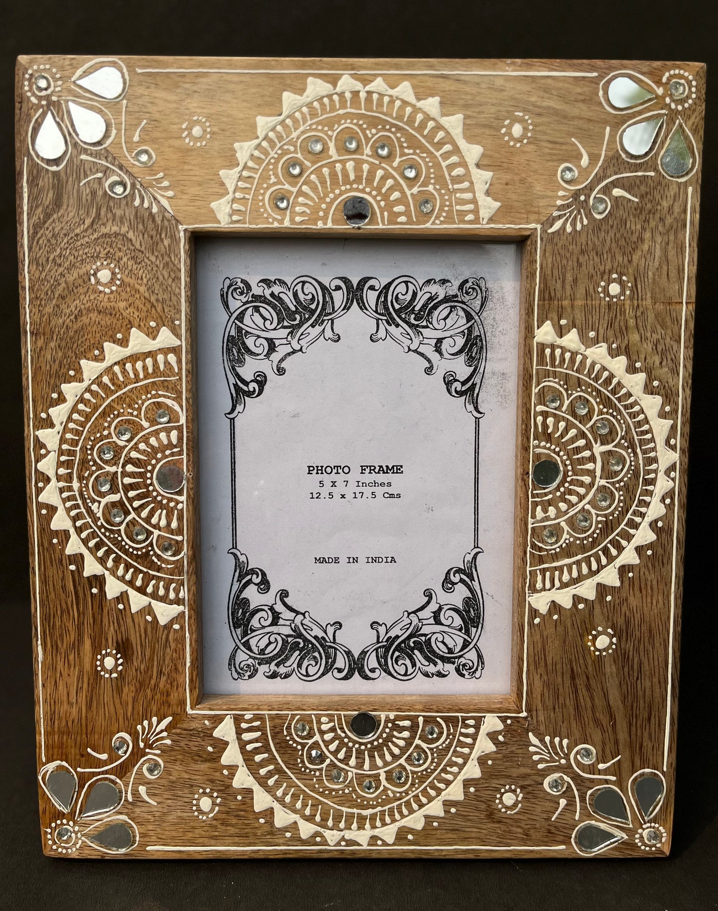 Wooden Photo Frame with Mirror work