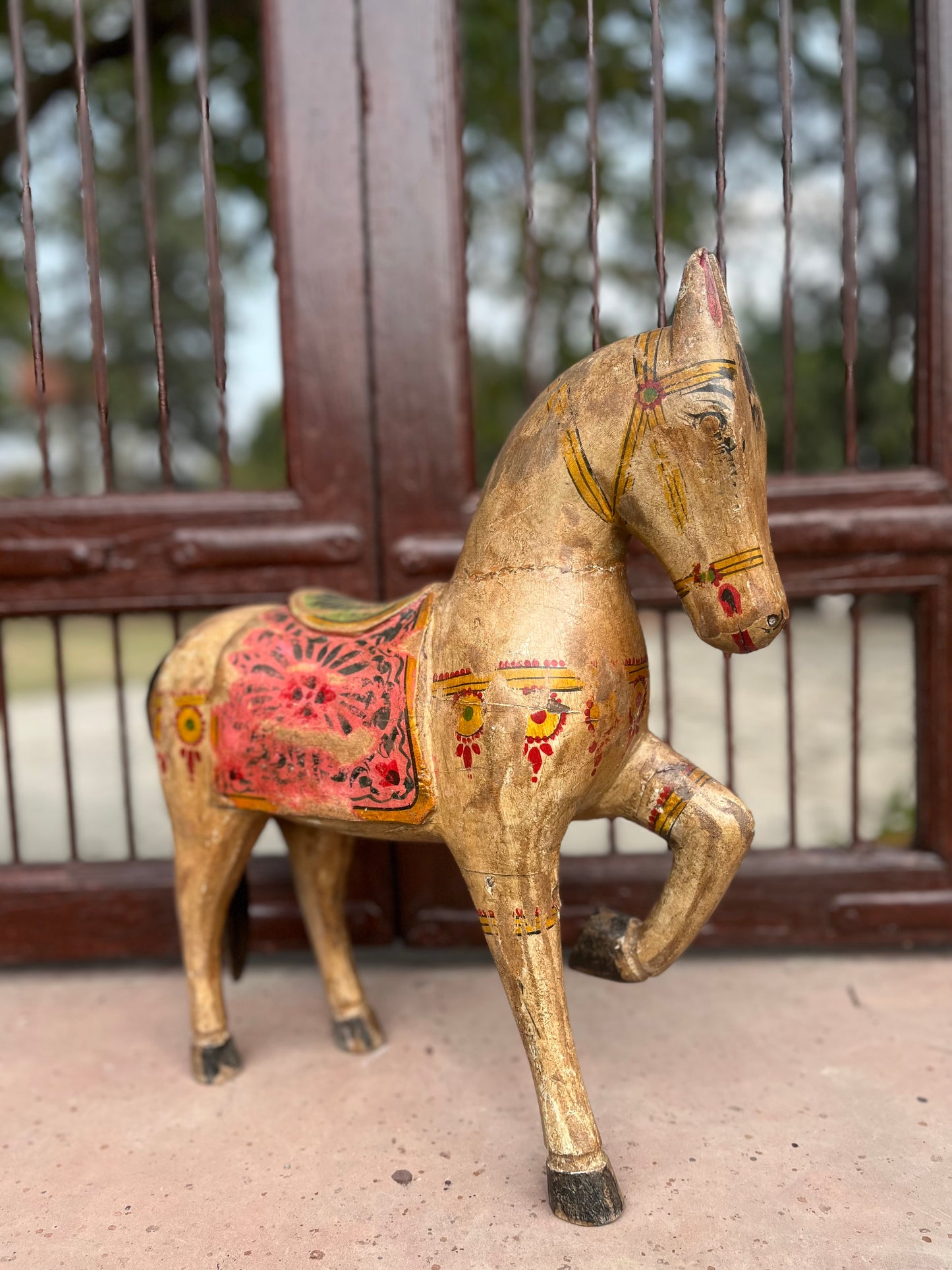 Wooden Old Standing Decorative Horse