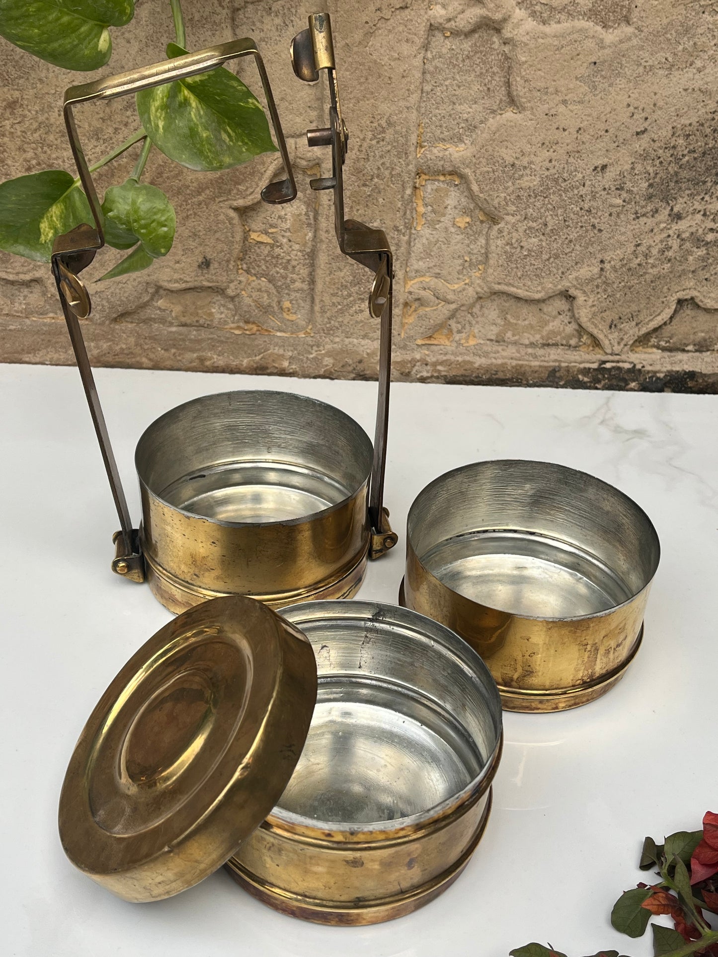 Vintage Brass 3 Step  Tiffin Box