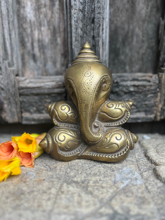 Brass Gold Ganesha Idol