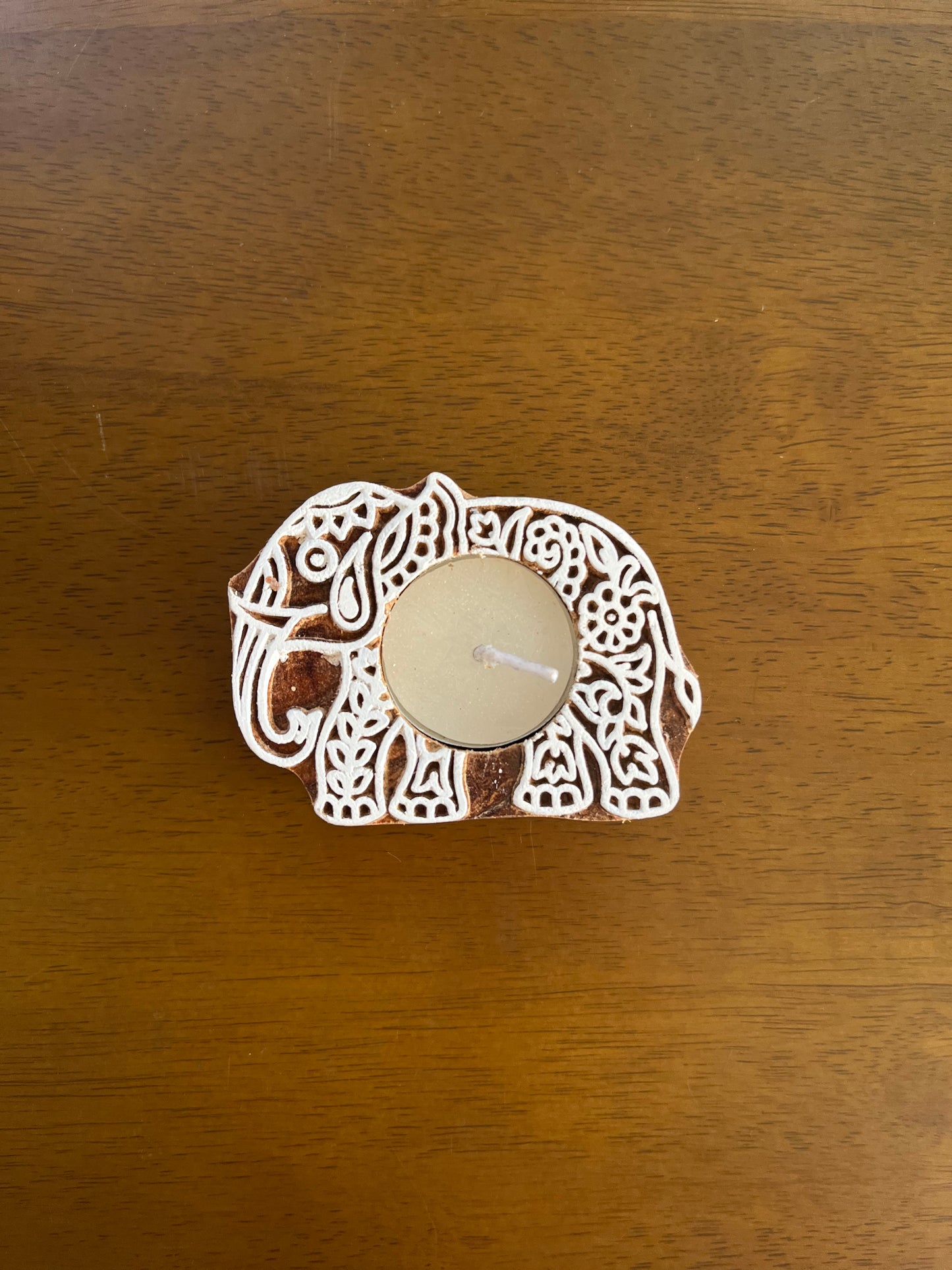Elephant Printing Block Candle Holder Set Of 4 Pc