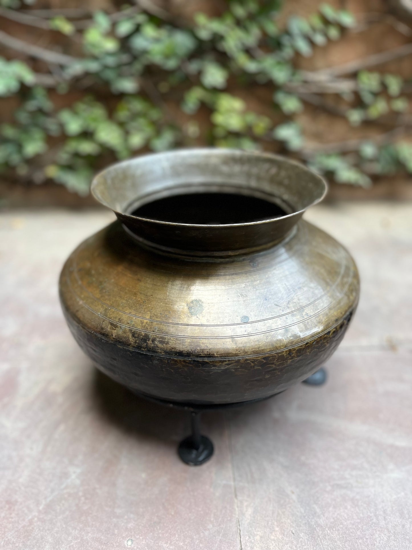Brass  Vintage Matka Planter With Stand