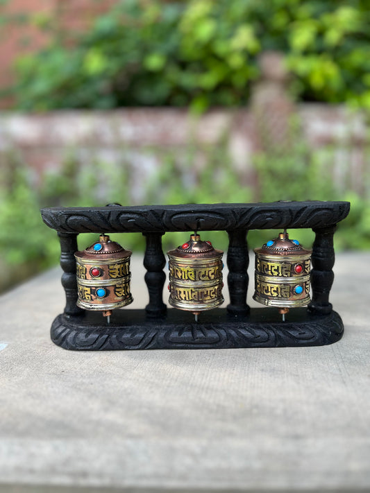 Tibetan Wall Hanging Om Prayer wheel Brass Carved