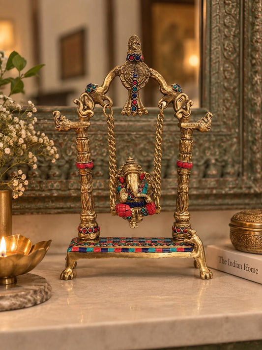 Brass Stone swing, Ganesha ￼