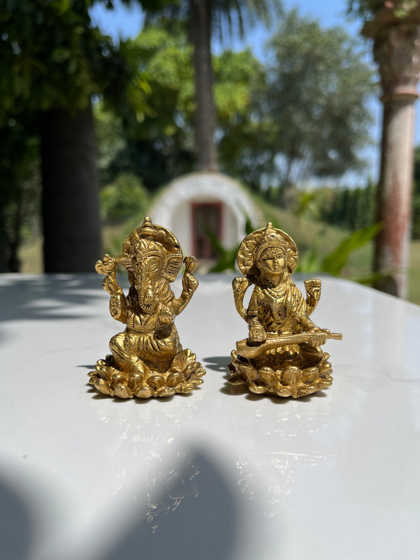 Brass Small Ganesha Laxmi Sitting Set of 2