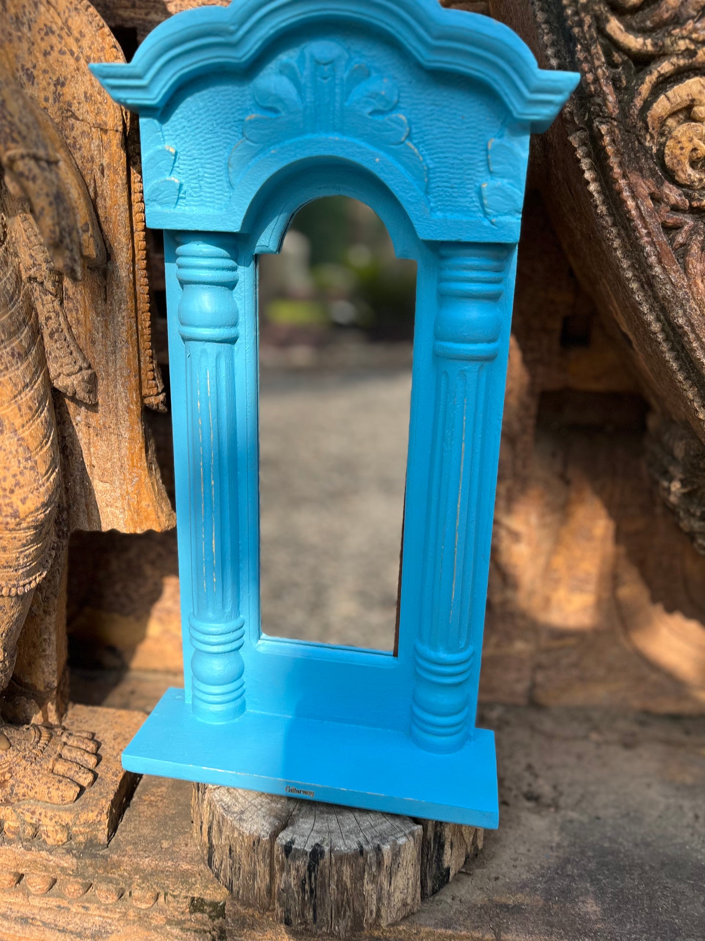 Blue Colour jharokha Wall Mirror