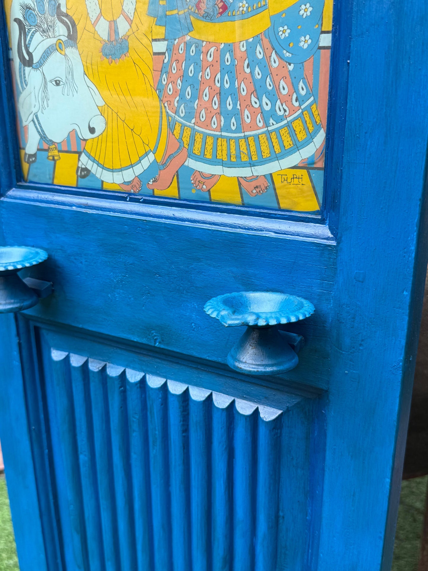 Decorative Krishna Painting Candle Stand ￼