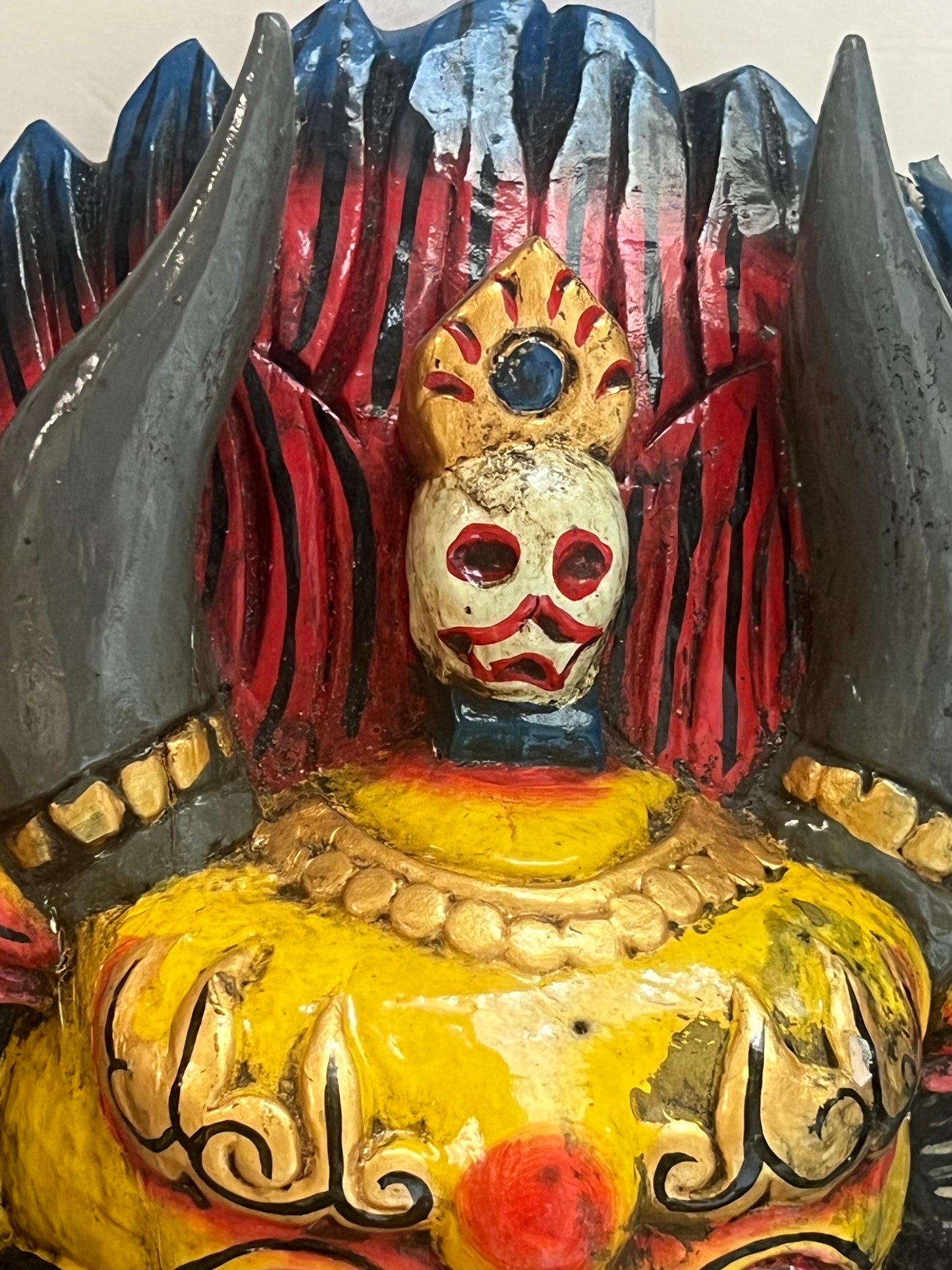 Wooden printed Yellow Garud mask ￼