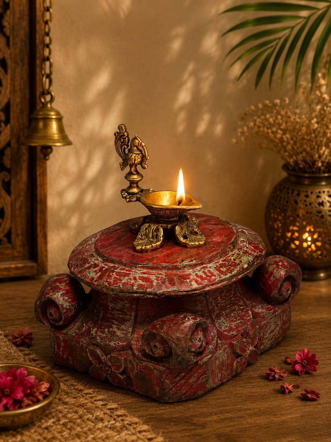Vintage Bracket Brass Diya ￼