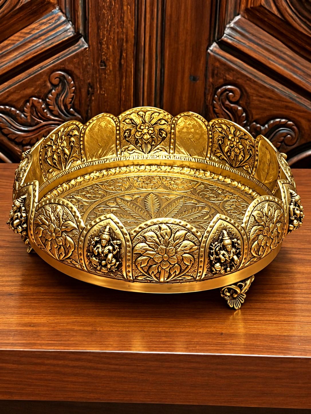 Brass Sheet Asth Laxmi Urli Planter